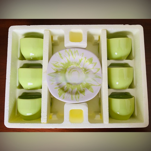 Set of 6 Espresso Turkish Coffee Cups & Saucers Light Green Color 12 Pc Set box - Picture 14 of 14